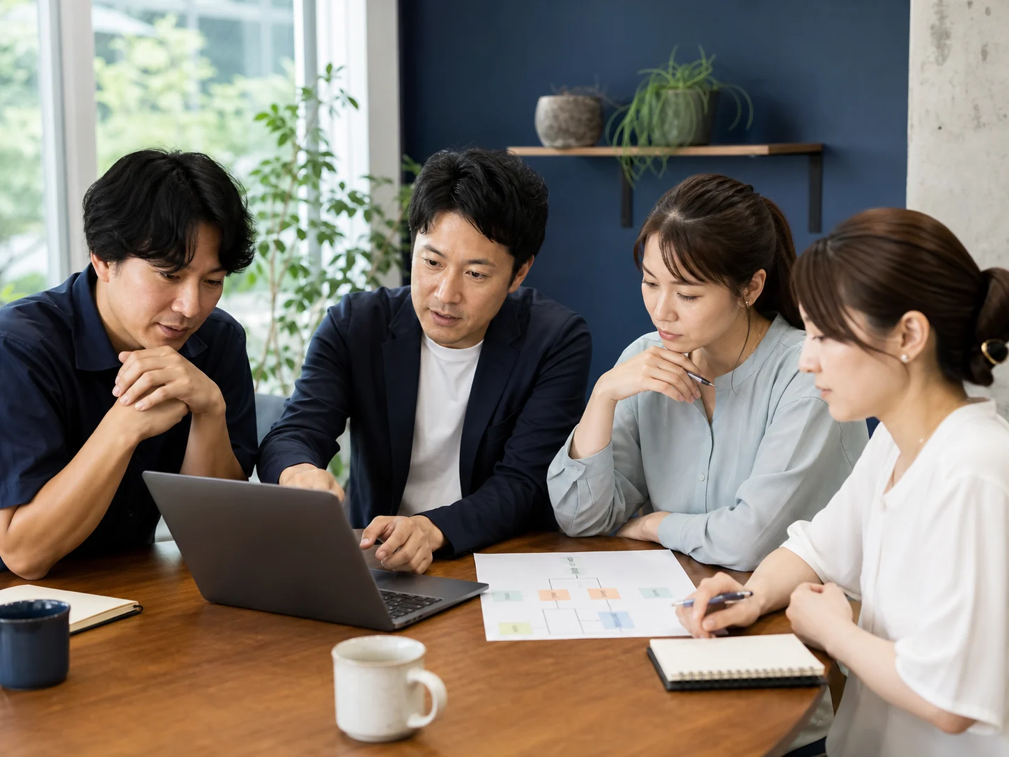 小規模事業者のチームとAI導入の業務設計を行う様子